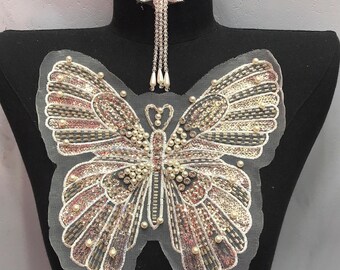 Beads Crystal Butterfly Sparkling and Colorful Sequins Butterfly Lace Patch for Dress,Shirts