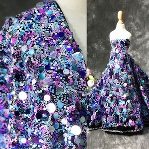 Schimmernde Fischwaage Spitze Bulk Stock Pailletten Party Kostüme Spitze Stoff Formal Gown Lace 59 Zoll Breite