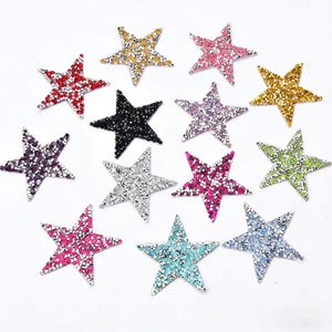 Iron On Star Patch Set 10 pcs Sparkling Sequin Beads Star Appliques for Clothing DIY