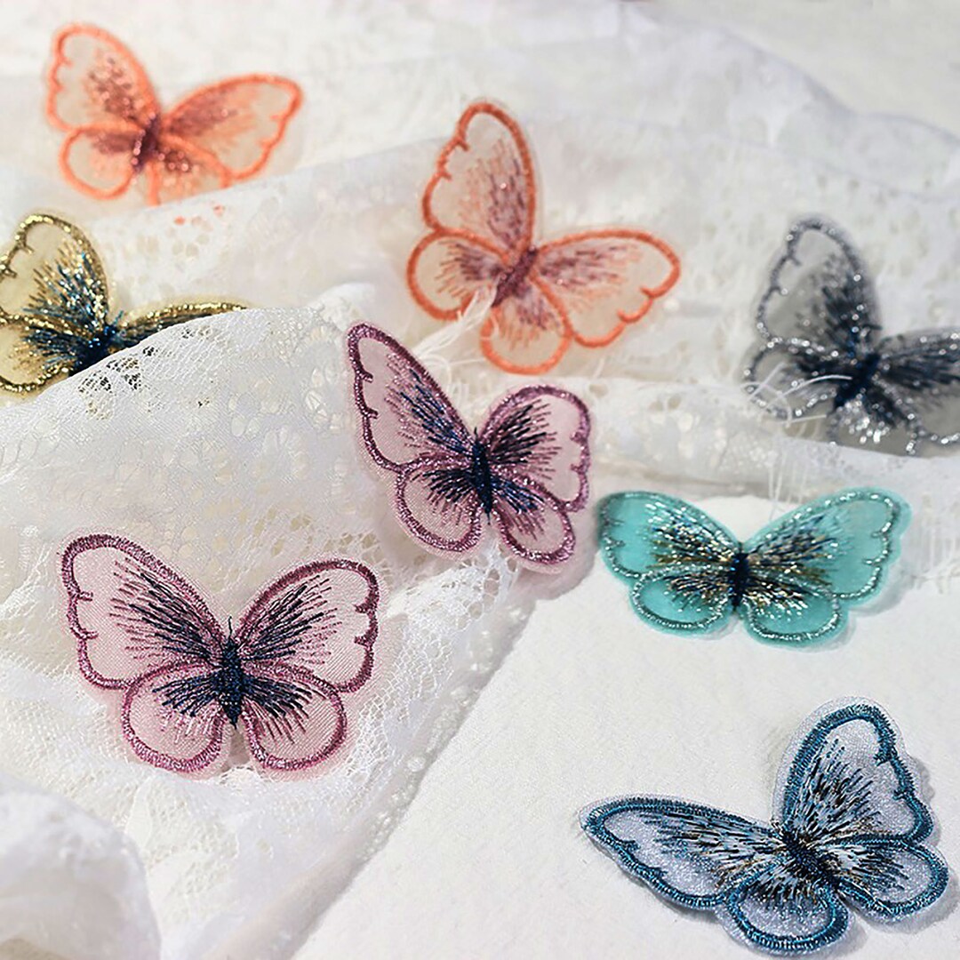 20pcs Sequins Glitter Butterfly Patch Appliques for Clothes Craft  Decoration 