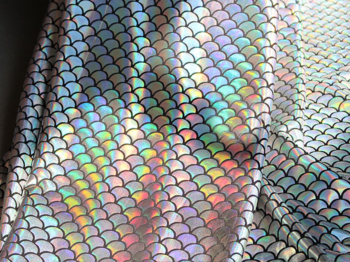 Colorful Fish Scale Fabric by the Yard Rainbow Costumes Etsy
