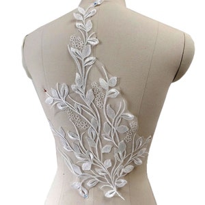 Floral Applique Embroidery Leaf  Lace Applique White Embroider patch for Bridal Veil