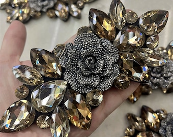 Rhinestone Flower Heavily  Crystal Patch Sparkling Accessories for Headpiece  Brooch Sash