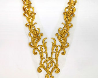 Old School  Applique Golden  Embroidery  Leaf Applique Trim for Party Dress Costumes