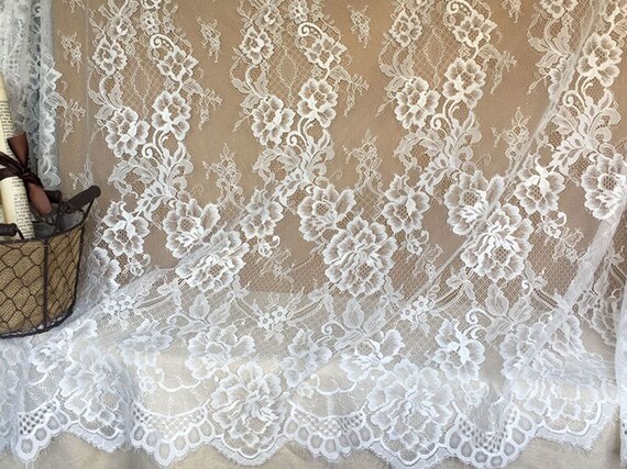 Lingerie 3 meters French Eyelash Lace Fabric Chantilly Lace Tulle for Wedding Dress,Bodice 59 inches Width