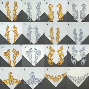 Gold and Silver Applique  Antique  Floral  Iron on Patch  for Party Dress Costumes