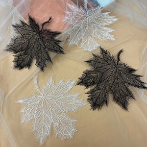 3 Stück Blatt Applikation Faden Ahornblätter Patch für Bühnenkleid Kostüme