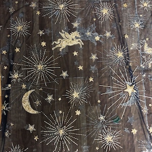 Glittering Star Lace Fabric Embroidery Pegasus Lace Mesh Shine  for Dance Costume Kid&#39;s Dress 59 inches Width