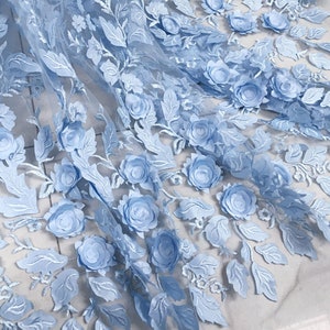 3D Flower Lace Fabric By  yard  Embroidery Leaf Lace  Blossom  Fabric Overlay for Princess Gown  59  inches Width