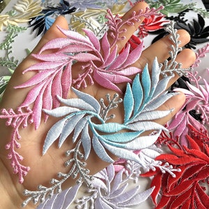 Iron on Leaves Applique Embroidery Leaf Patch Pairs for Dance Costumes  Garments  Craft Decoration