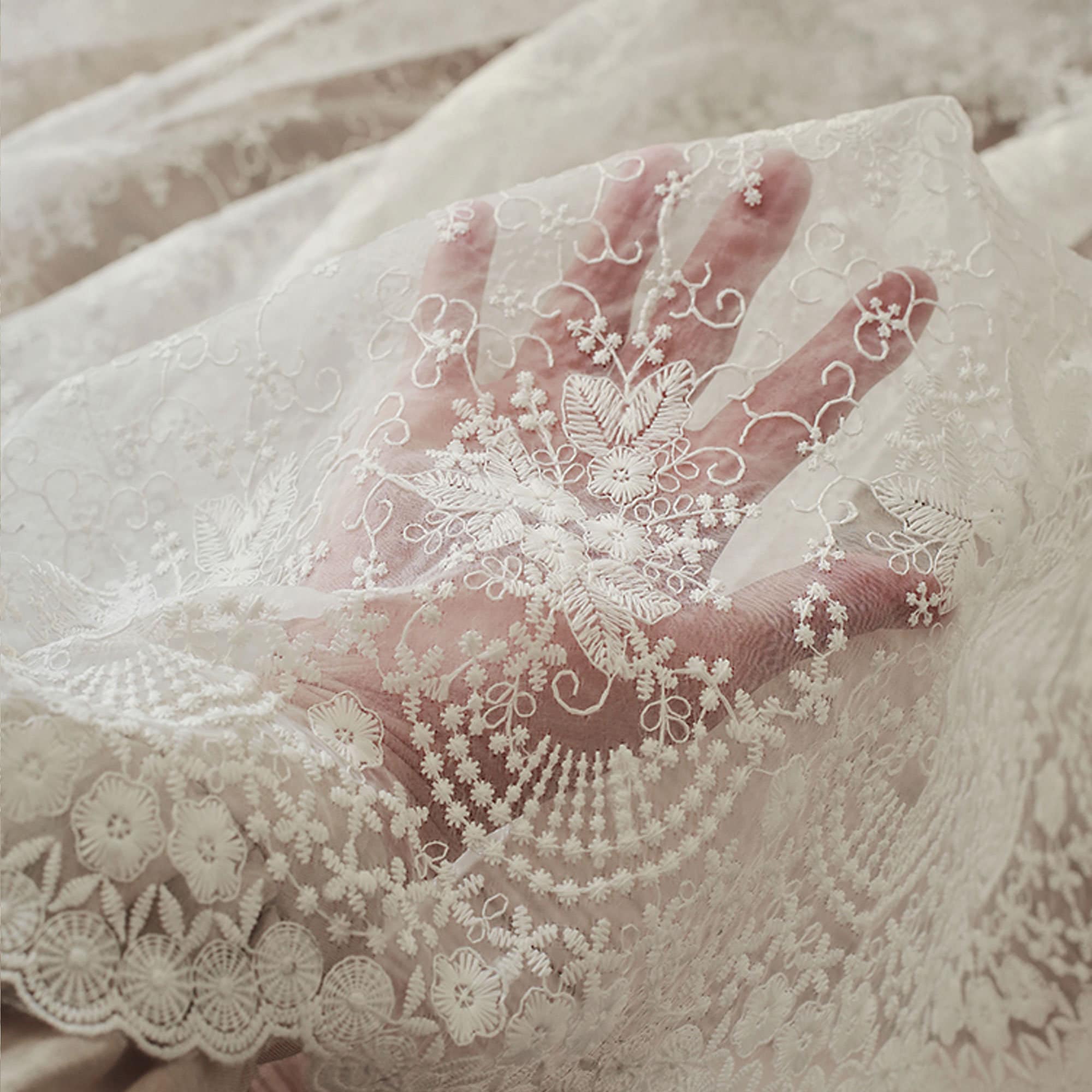 Delicate Embroidery Floral Lace by the yard Wedding Gown Etsy