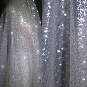 Sparkling Sequins Lace Fabric Twinkling Tulle for Prom Dress Party Costumes 57 inches Width