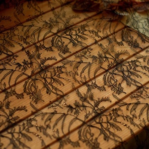 Leaf Lace Fabric by yard Corded Embroidery Chantilly  Lace Mesh for Craft ,Dress 59 inches Width