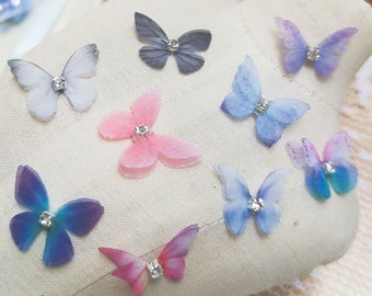 Patch papillon en organza appliques papillon en cristal bling à coudre pour costumes et travaux manuels 20 PCS