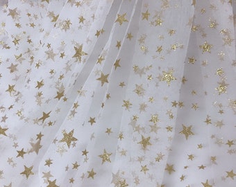 Gold Star Lace Fabric  by yard Shimmer Starry Costumes Lace Tulle  for Performance  Party   63 inches  Width