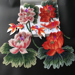 Floral and Fish Applique Embroidery Lotus Flower Patch  Party  Costumes Garment Accessories