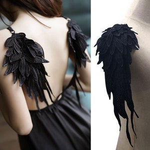 Fabric Wings Applique Devils and Angel  Wings Patch Pair Applique  for Shoulder Decoration ,Party Costumes