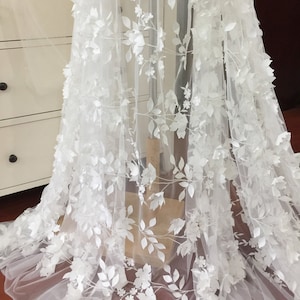 Bladeren Vine Lace Mesh Stof op maat gesneden Kant Stof Borduurwerk Bloemen Kant voor Bruidsjurk 49 inch Breedte