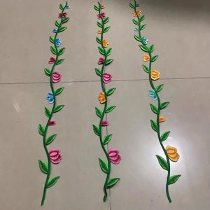 Iron on Leaves Applique Green Vine of Leaf  Embroidery  Floral for Dance Costumes ,Garments 3 pcs