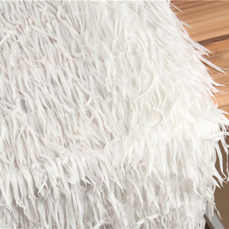 Stunning Tassels lace White Strip Fall Lace Like Feathers DIY Design for Dress Gown Craft Projects 51 inches Width Sold by 1 meter