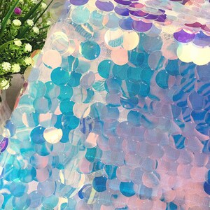 Party Cotumes Lace Fabric by the yard Fish Scale Lace Mesh 18mm Sequin Overlay For  Evening Gown 51 inches Width