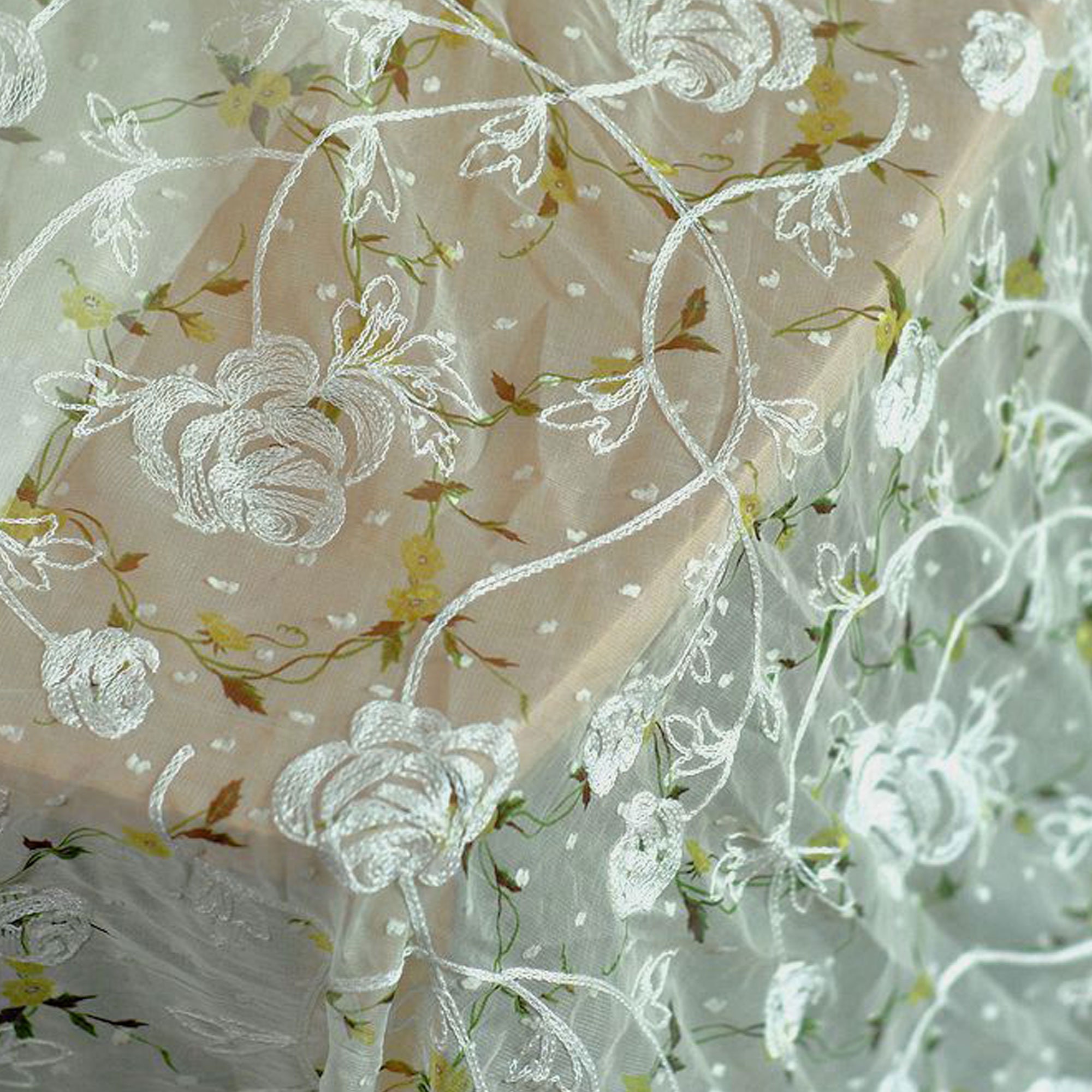 Light Green Flower Lace Fabric by Yard Embroidery Flower Vines Etsy UK