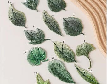 Apliques termoadhesivos de hojas verdes, 3 piezas, parches bordados de hojas para proyectos de manualidades.