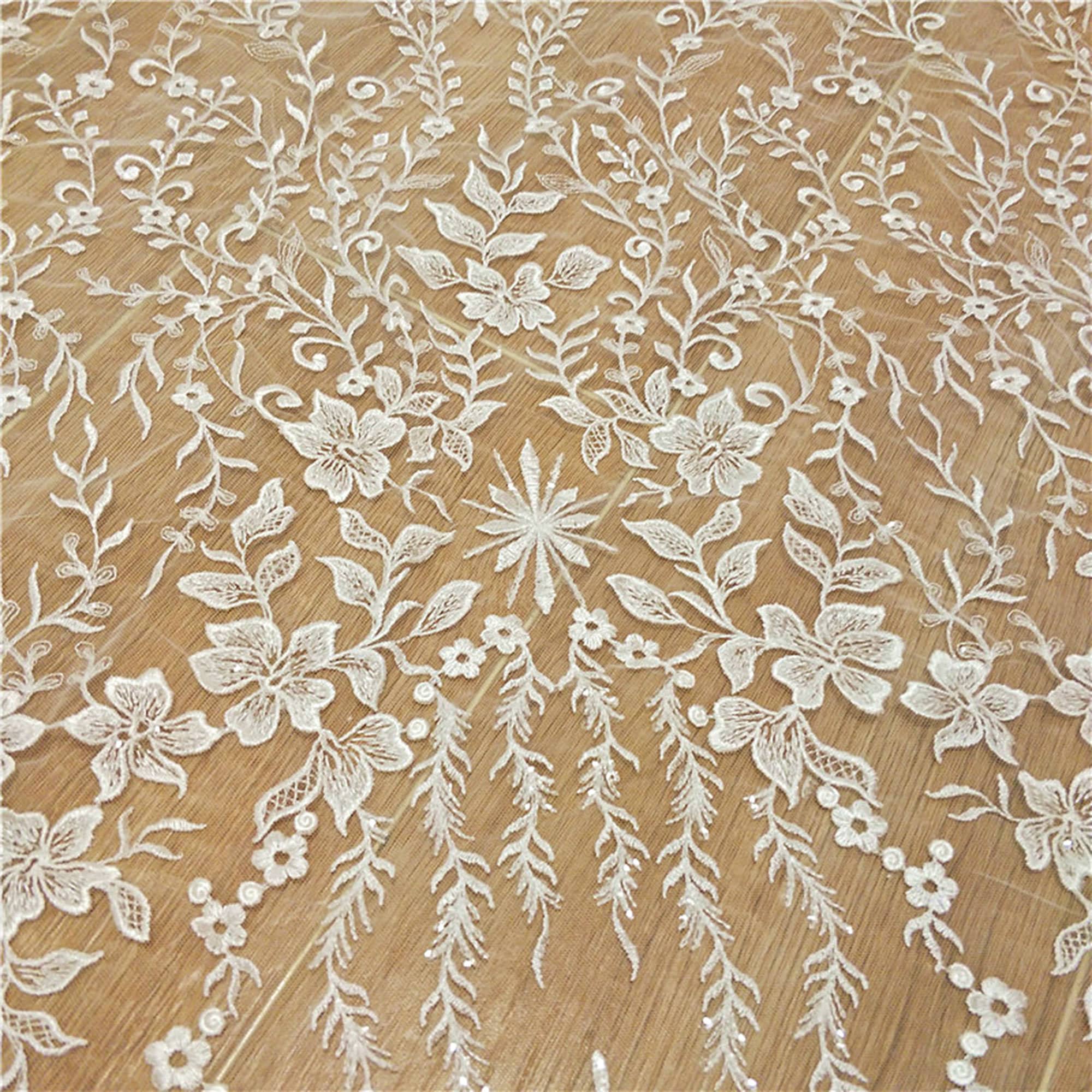 Exquisite Floral Vines lace Fabric by the yard OffWhite Etsy
