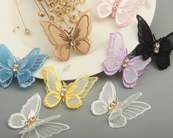 Rhinestone Butterfly Sparkling Butterfly Applique Delicate Butterfly Patch for Crafts Costumes
