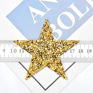 20 pcs Iron on Gold Star Sparkling Beads Star Patch  for Costumes ,Party