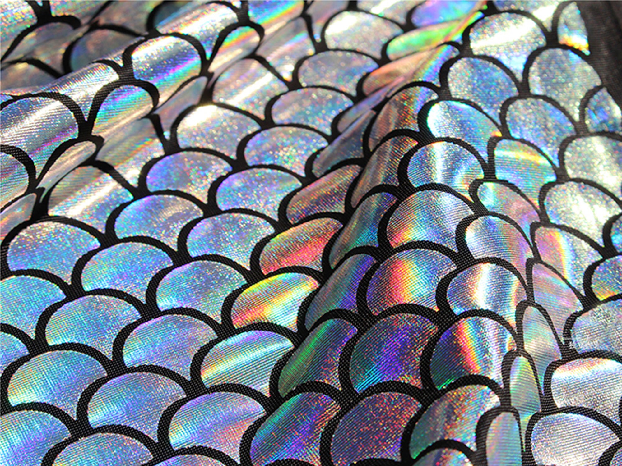 Colorful Fish Scale Fabric by the Yard Rainbow Costumes Overlay for