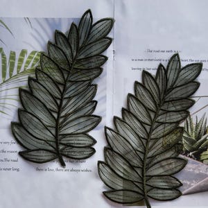 Dark Green Leaf Applique  4pcs Embroidery Leaves Patch for Party Costumes