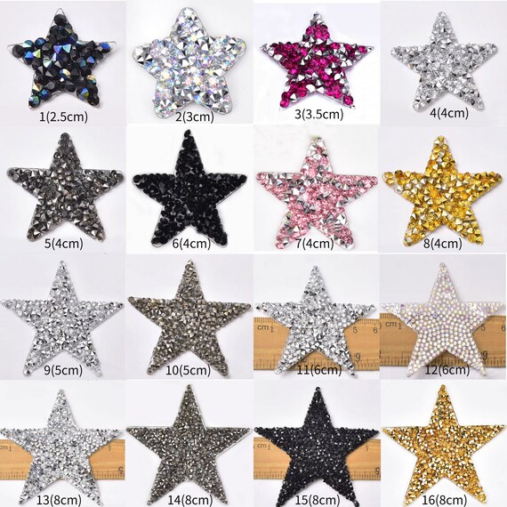 Toppe Termoadesive Con Paillettes A Forma Di Stella – Multicolori 6,5 Cm Per Jeans E Tessuti