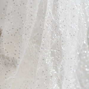 Sequin Lace Fabric by yard  Paillette Lace Mesh Sparkling Fabric  for Wedding Gown Party Gown 55 inches Width