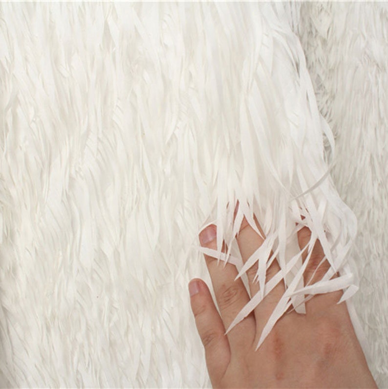 Stunning Tassels lace White Strip Fall Lace Like Feathers DIY Design for Dress Gown Craft Projects 51 inches Width Sold by 1 meter