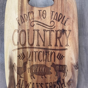 Rustic Farm-Inspired Charcuterie Board: Country Kitchen Cutting Board for Farmhouse Dining