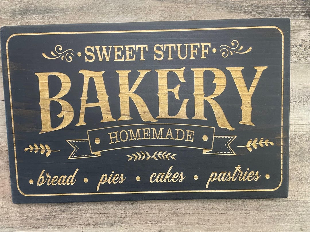 Rustic Farmhouse Bakery Sign - Sweet Stuff Kitchen Wall Decor - Vintage ...