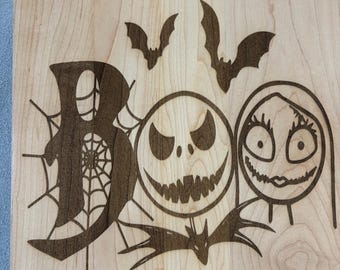 Halloween Pumpkin Engraved Maple Cutting Board Holiday Spider Boo Kitchen Decor