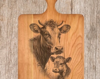 Mom and Calf Rustic Cattle Charcuterie Board: Farmhouse Cutting Surface for Weddings & Entertaining