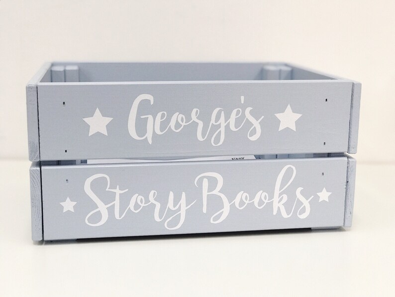 Personalised Book Box Wooden Plain Wood Painted Crate Etsy