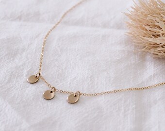 Dainty Gold Trio Disc Necklace