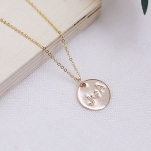 Lovers Initial Disc Necklace, Letter Necklace, Gold Initial Necklace, Gold Disc Pendant, Valentines Gift, Engagement Gift image 1