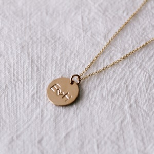 Lovers Initial Disc Necklace, Letter Necklace, Gold Initial Necklace, Gold Disc Pendant, Valentines Gift, Engagement Gift image 4