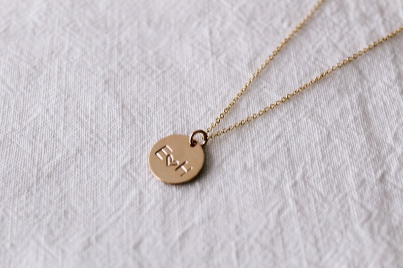 Lovers Initial Disc Necklace, Letter Necklace, Gold Initial Necklace, Gold Disc Pendant, Valentines Gift, Engagement Gift image 4