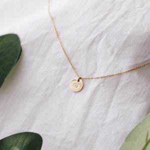 Gold Single Initial Disc Necklace, 1 Disc Initial Charm, Letter Necklace, Gold Initial Necklace, Personalized Gift, Mother's Day Gift image 6