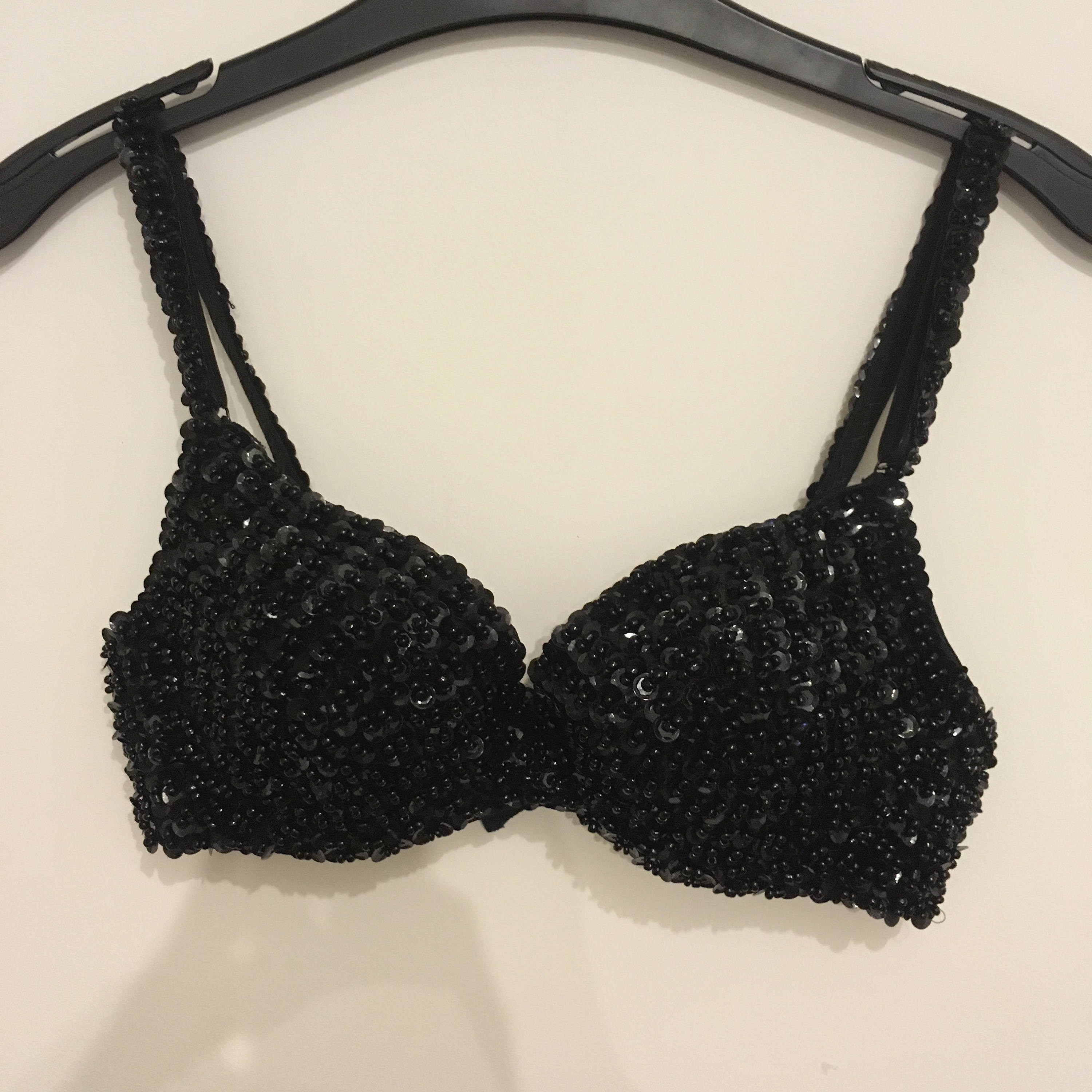 Black hand embellished sequin beaded bra Etsy