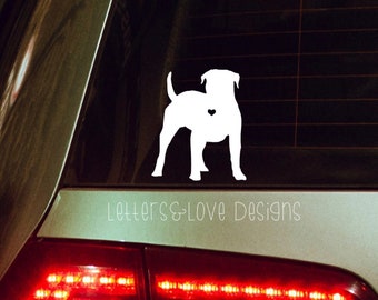 American Bulldog Heart Silhouette Vinyl Decal - Terrier, Pitbull, Pit Bull, Love A Bull, Dog Mom, Fur Mom - Letters And Love Designs