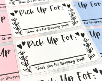 Pick Up For With Floral & Heart Border - Thermal Printed Order Packaging Stickers - 100 200 300 400 500 Bundle - Letters And Love Designs