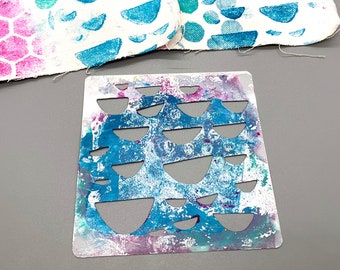 Reusable Semicircle Pattern Stencil - Art Journaling, Mixed Media