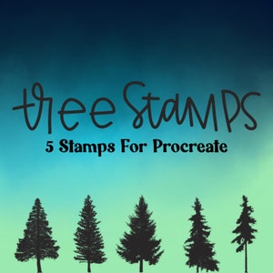 Tree Stamp Set For Use with Procreate on iPad - Silhouette, Wilderness Art, Botanical, Landscape, Mountain Scene - Letters And Love Designs